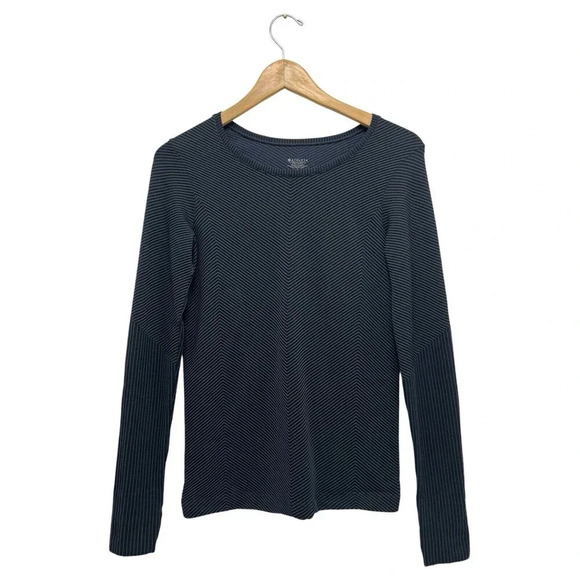 Athleta Grey Striped Patterned  Long Sleeve Athletic Workout Top Thick Women's S - Picture 1 of 7